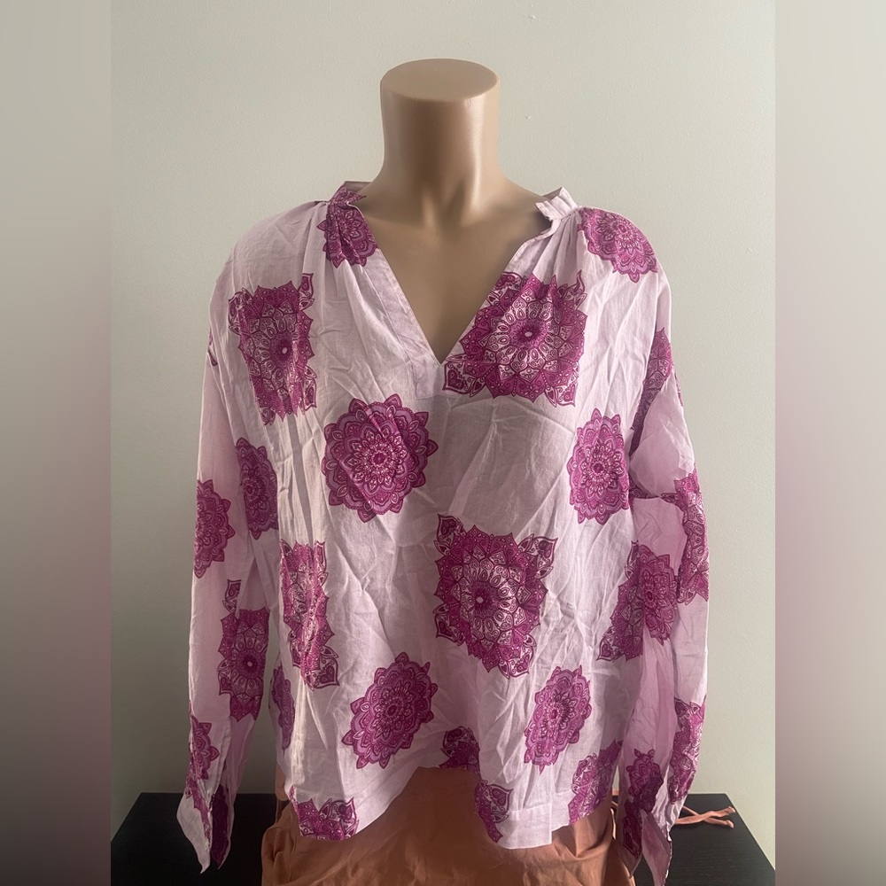 VdeVinster Pink Kali Mandala Print Top 100% Cotton